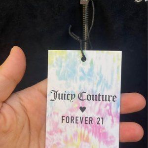 Woman Juicy Couture Forever21 Black Velour Zip Up Jersey Lined Hood Black S